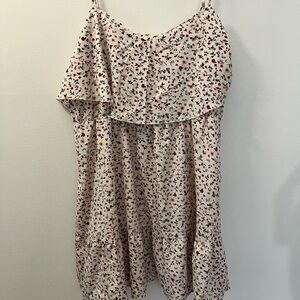 SHEIN Floral Midi Dress - Red and Black on Cream - Cold Shoulder